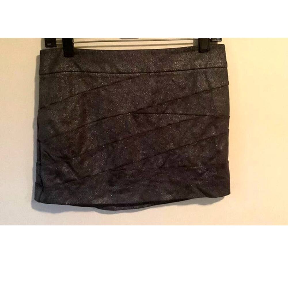 Express Womens Shimmer Sparkly Graphite Pleated Mini Skirt Size 4